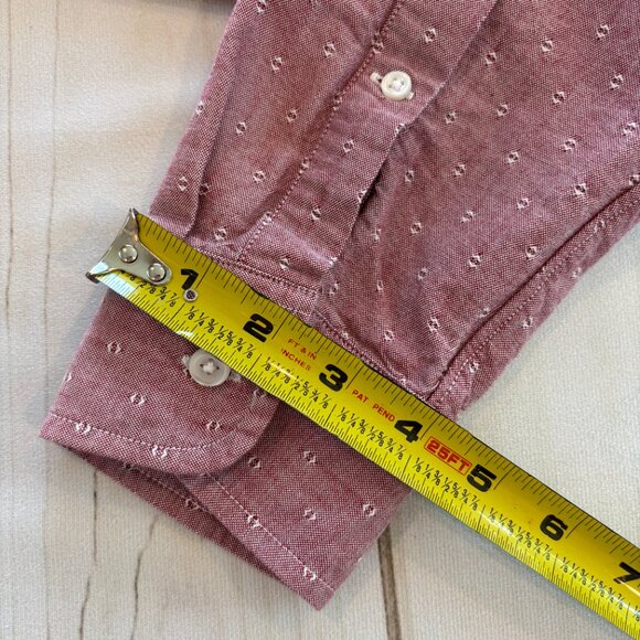 Medium J Crew Slim Oxford Light Red Dot Pattern Pocket 100% Cotton Button Down - Picture 11 of 11